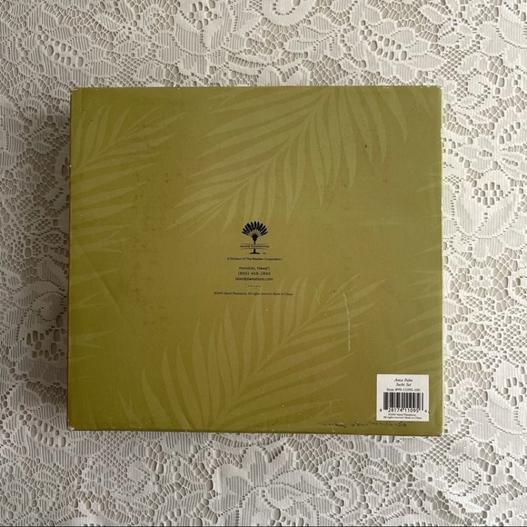 Island Plantations Sushi Set 4 Pieces Hand Painted Ceramic Areca Palm New - Picture 5 of 7